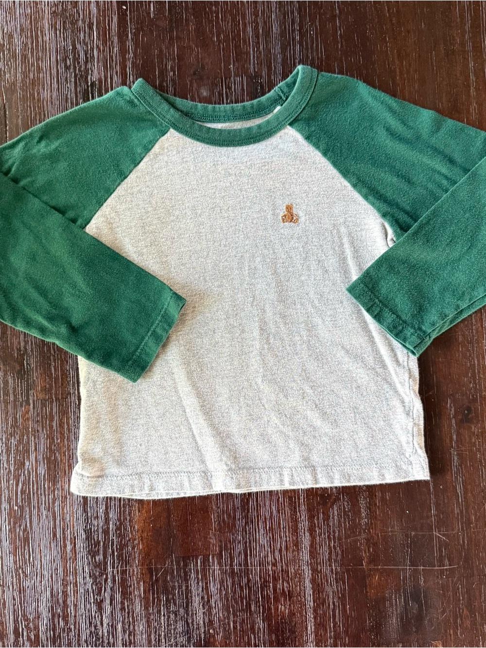 GAP Boys Green Raglan Long-Sleeve Tee with Grey Body